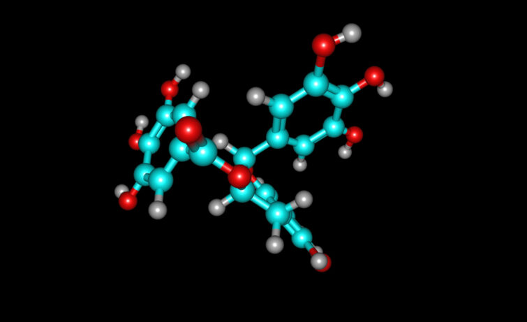 Epigallocatechin gallate or EGCG is the ester of epigallocatechin and gallic acid, and is a type of catechin. 3d illustration