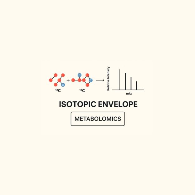 Isotopic envelope diagram with C12, C13, and mass spectrum.