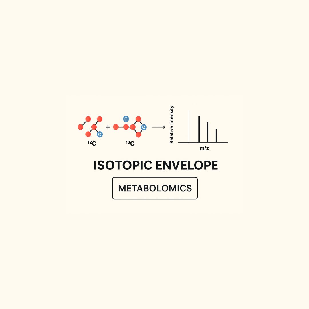 Isotopic Isotopic envelope diagram with C12, C13, and mass spectrum.