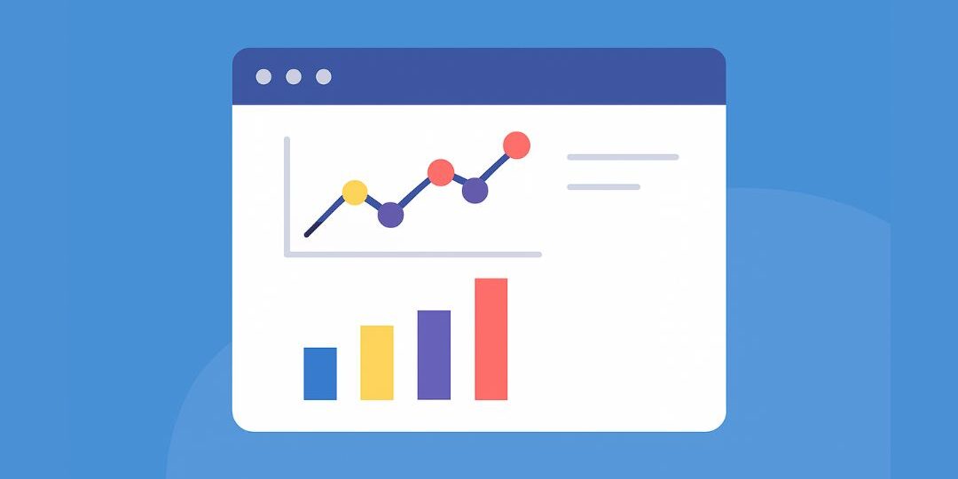 Graph Visualization for Clustering Search Engine Analysis – IROA Technologies Graphical illustration of a web analytics interface featuring colorful line and bar charts on a blue background, symbolizing AI-based data clustering and visualization.