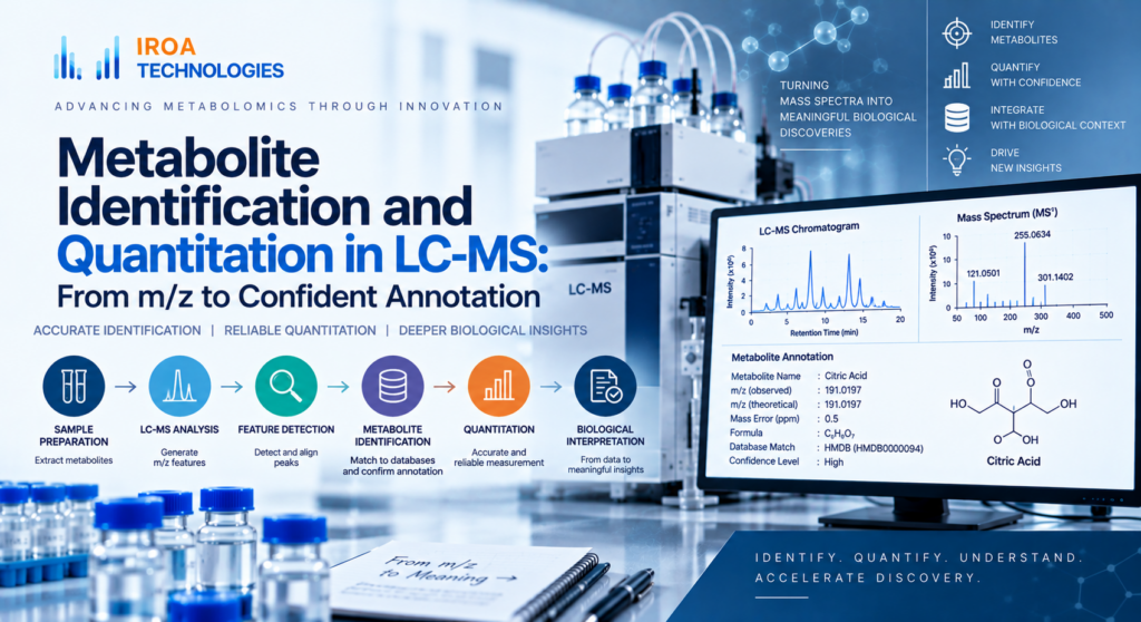 Learn how LC-MS workflows move from m/z detection to confident metabolite identification, annotation, and reliable quantitative analysis.